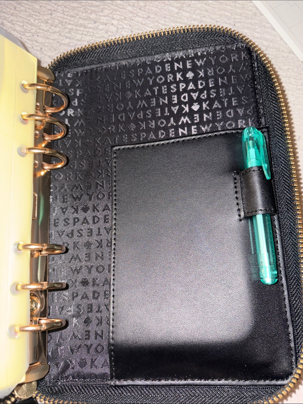 kate spade Black Leather Zip Around Agenda Journal NWOT - Picture 9 of 11